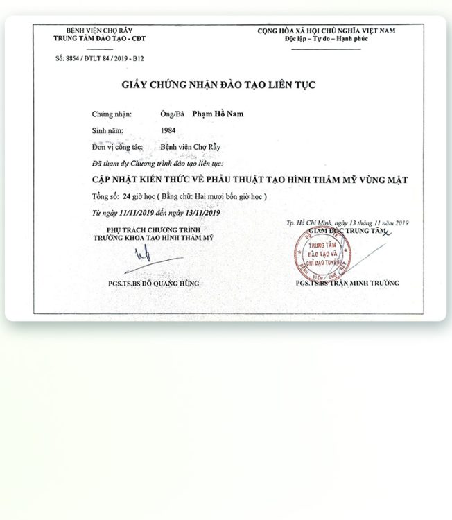 Bác sĩ Phạm Hồ Nam tham gia cập nhật kiến thức y khoa liên tục năm 2019