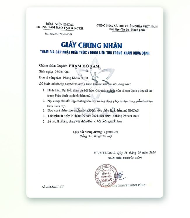 Bác sĩ phẫu thuật thẩm mỹ Phạm Hồ Nam tham gia đào tạo Y khoa liên tục